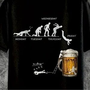 Black Graphic T-Shirt with Beer Mug Design NEW SIZE XL